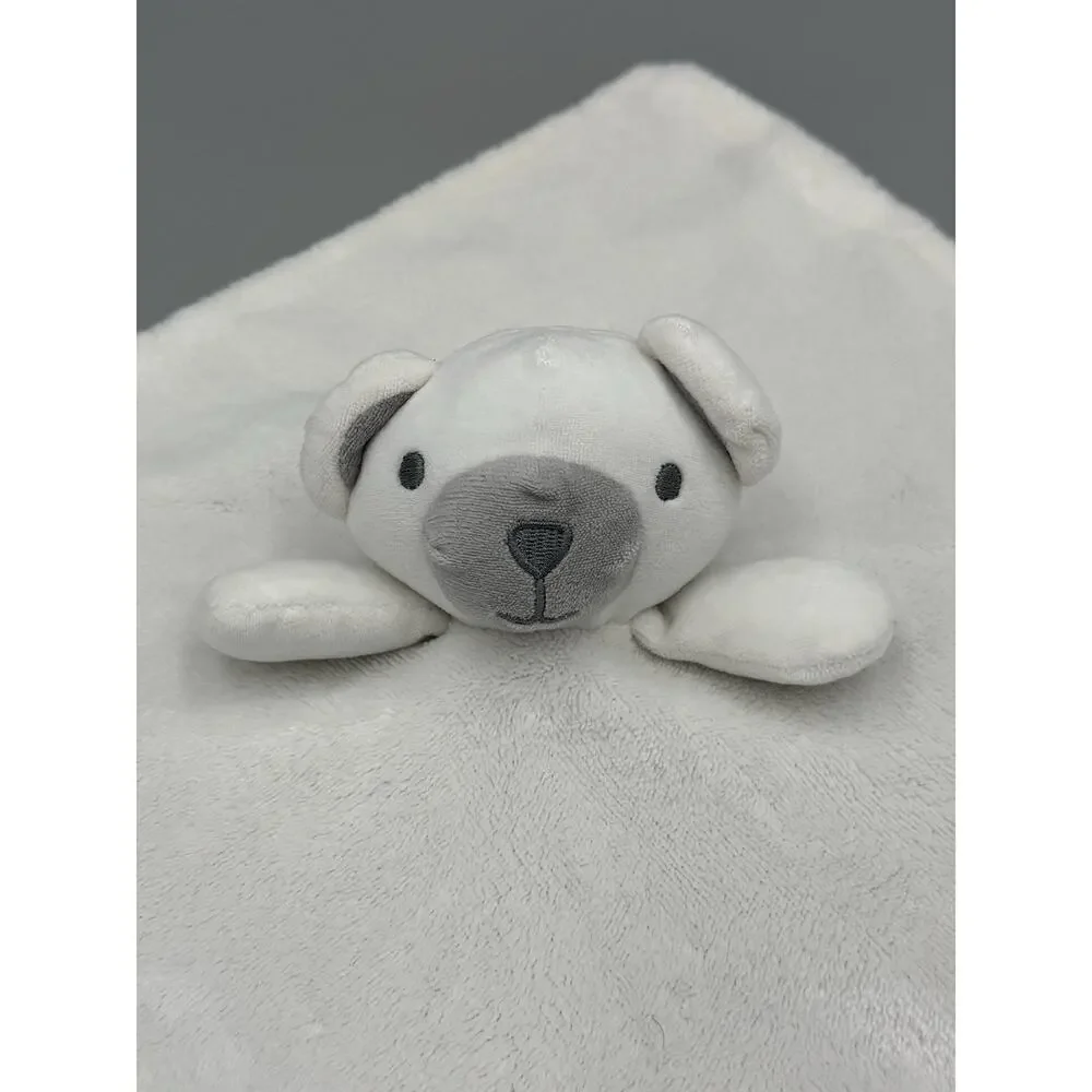 White Gray Bear Lovey Plush Baby Security Blanket No Tag